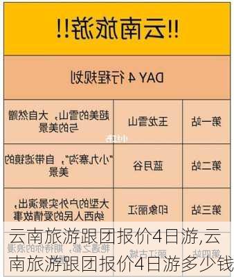 云南旅游跟团报价4日游,云南旅游跟团报价4日游多少钱