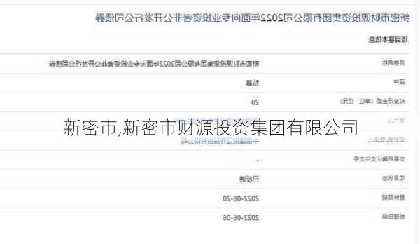新密市,新密市财源投资集团有限公司