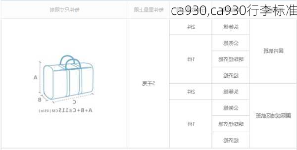 ca930,ca930行李标准-第2张图片-奥莱旅游网