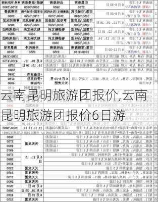 云南昆明旅游团报价,云南昆明旅游团报价6日游