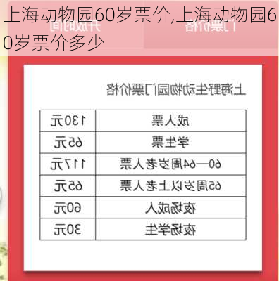 上海动物园60岁票价,上海动物园60岁票价多少