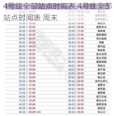 4号线全部站点时间表,4号线全部站点时间表 周末-第2张图片-奥莱旅游网