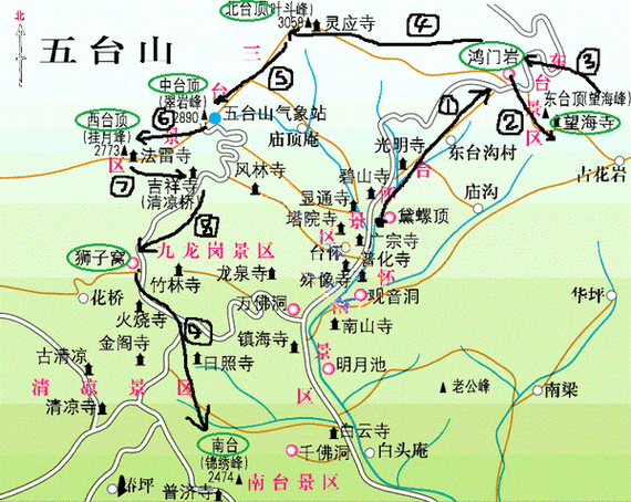 五台山旅游路线图,五台山旅游路线图手绘图-第2张图片-奥莱旅游网