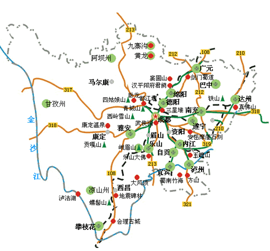 四川旅游地图全图高清版,四川旅游地图全图高清版大图-第2张图片-奥莱旅游网