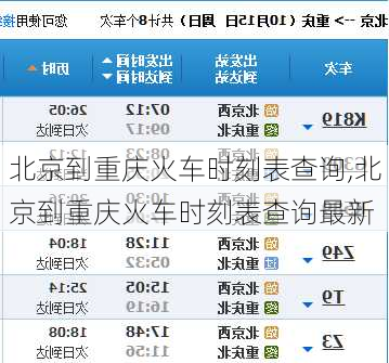 北京到重庆火车时刻表查询,北京到重庆火车时刻表查询最新-第1张图片-奥莱旅游网