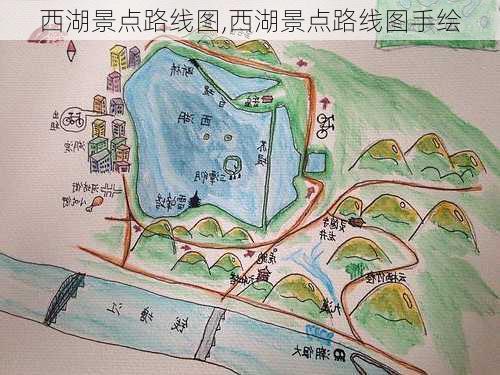 西湖景点路线图,西湖景点路线图手绘