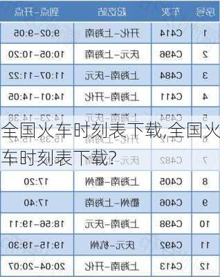 全国火车时刻表下载,全国火车时刻表下载?-第3张图片-奥莱旅游网