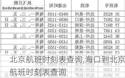 北京航班时刻表查询,海口到北京航班时刻表查询-第1张图片-奥莱旅游网